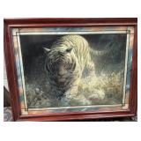 11 - FRAMED  WHITE TIGER ART 16X20"