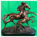 F - MARE W/ FOAL BRONZE SCULPTURE 8.5"T (A48)