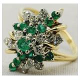 14KT YELLOW GOLD 1.11CT EMERALD & .60CT DIAMOND