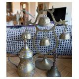 F - BRASS BELL TREE,BELL AND INDIA TEAPOT(W13)