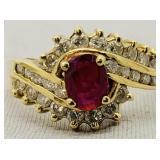 14KT YELLOW GOLD .75CT RUBY & .80CT DIAMOND