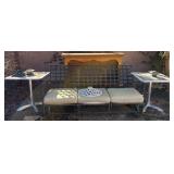 D - PATIO SOFA W/ CUSHIONS & 2 TABLES (Y40)