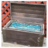 X - WOODEN BOX W/ GLASS "PEBBLES" (Y14)