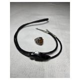 Tiger Eye Ring & Obsidian Arrowhead Bolo Tie