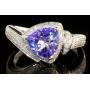 Trillion 2.20 ct Natural Tanzanite & Zircon Ring