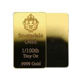 1/100 Oz. Scottsdale Mint .999 Fine Gold Bar