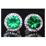 Round 2.00 ct Emerald Stud Earrings
