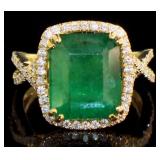 14kt Gold 8.40 ct GIA Emerald & Diamond Ring