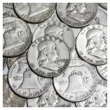 Mixed Date Circulated Franklin Silver Half Dollar