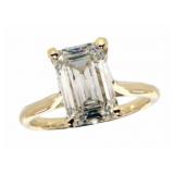 14k Gold 3.29 ct Emerald Cut Lab Diamond Ring