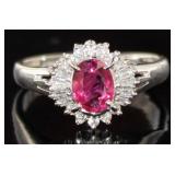 Platinum 1.32 ct GIA Natural Ruby & Diamond Ring