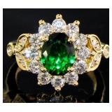 Oval 2.72 ct Emerald & VS Lab Diamond Ring