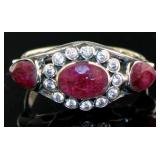 Genuine 1.67 ct Ruby Past Present Future Ring