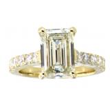 14k Gold 4.54 ct Emerald Cut Lab Diamond Ring