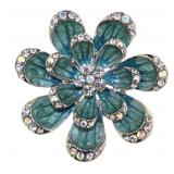 Large Blue Crystal Peacock Fashion Brooch