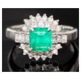 Platinum 1.60 ct Natural Emerald & VS Diamond Ring