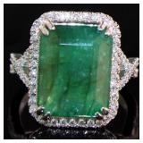 14kt Gold 8.39 ct GIA Emerald & Diamond Ring