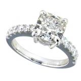 14k Gold 3.54 ct Cushion Cut Lab Diamond Ring