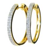 Quality 1/4 ct Natural Diamond Hoop Earrings