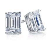 14kt Gold 4.00+ct Emerald Cut Lab Diamond Earrings