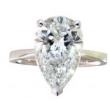 14k Gold 4.62 ct Pear Cut Lab Diamond Ring