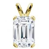 14kt Gold 3.03 ct Emerald Cut Lab Diamond Pendant