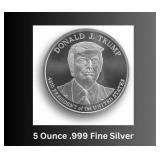 5 oz.  Donald J Trump 45th President .999 Silver