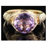 14kt Gold 3.50 ct Amethyst & Diamond LEVIAN Ring