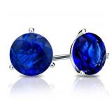 Round Brilliant 3.40 ct Sapphire Stud Earrings