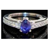 Oval Genuine Sapphire Solitaire Designer Ring