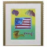 Flag With heart Giclee by Peter Max