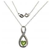 Genuine Peridot & Diamond Infinity Necklace