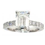 14k Gold 3.59 ct Emerald Cut Lab Diamond Ring