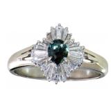 Platinum Color Change Alexandrite & Diamond Ring