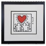 Couple WIth Heart Framed by Keith Harring