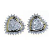 Elegant Natural Diamond Heart Stud Earrings