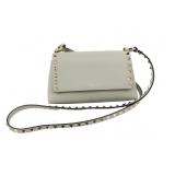 Valentino Gray Leather Studded Shoulder Bag