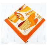 Hermes Carre Orange Boat Design Fashion Scarf