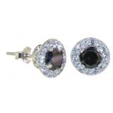 Natural 1.50 ct Black & White Diamond Stud Earring