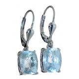 Radiant Cut 4.00 ct Natural Aquamarine Earrings