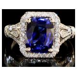 14k Gold 4.47 ct Sapphire & Diamond Ring