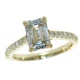 14k Gold 2.37 ct Emerald Cut Lab Diamond Ring