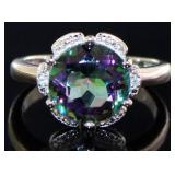 Round 4.11 ct Mystic Topaz & Diamond Ring