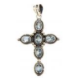 Natural 6.50 ct Sky Blue Topaz Cross Pendant