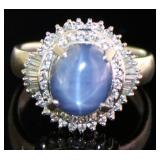 Platinum 4.95 ct Star Sapphire & Diamond Ring