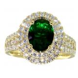 Oval 2.40 ct Emerald & VS Lab Diamond Halo Ring