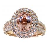 Oval 2.70 ct Morganite & Lab Diamond Ring