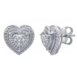 Heart Shape Natural Diamond Stud Earrings