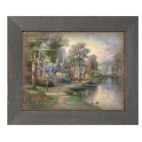 Hometown Lake Framed by Thomas Kinkade