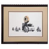 Chocolate Doughnut Escort Framed Giclee by Banksy